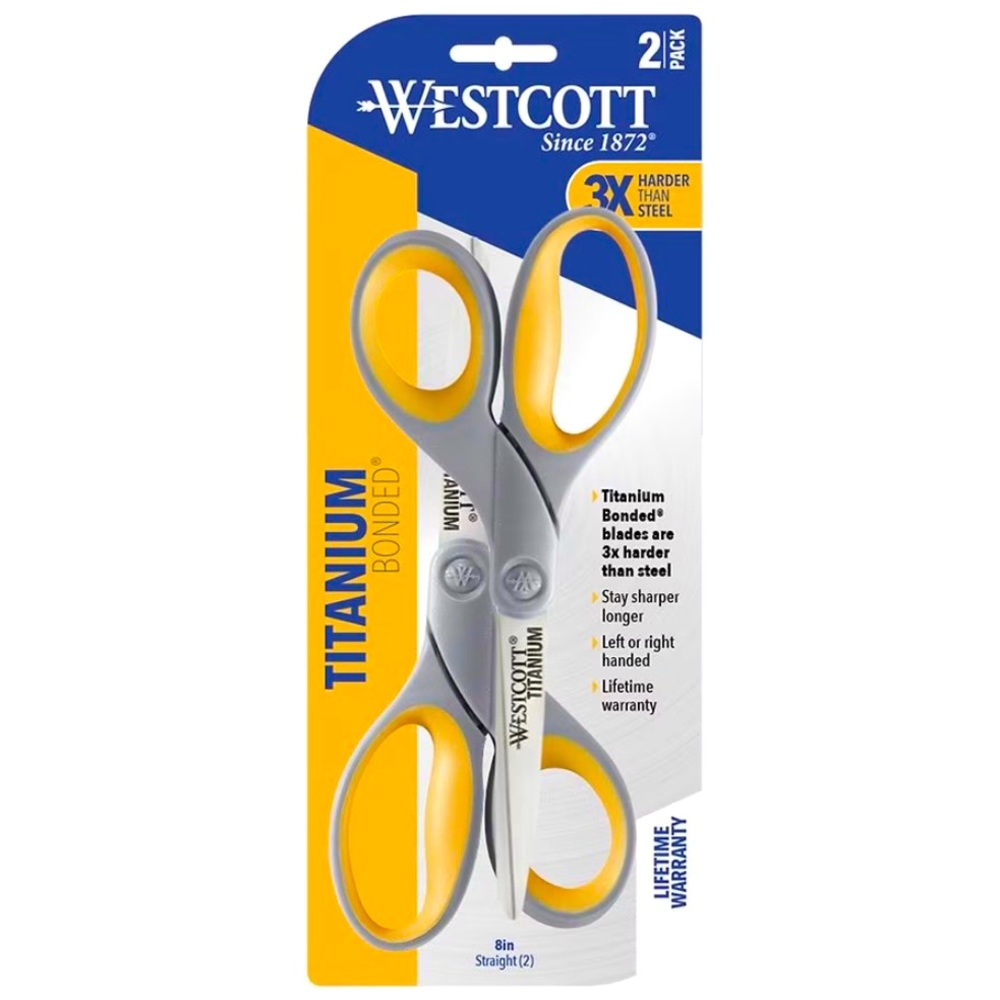 Westcott: 8” Long Straight Titanium Bonded Scissors (2/Pack)